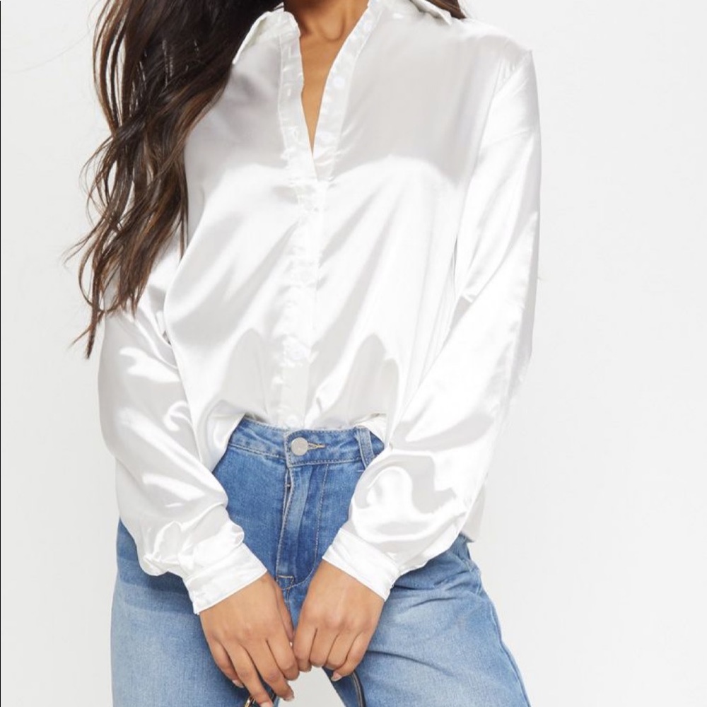 Satin Button-Down Shirt